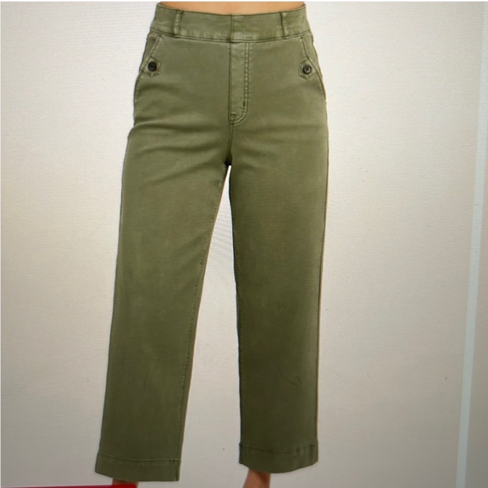 SPANX Olive Green Cropped Wide-Leg Pants